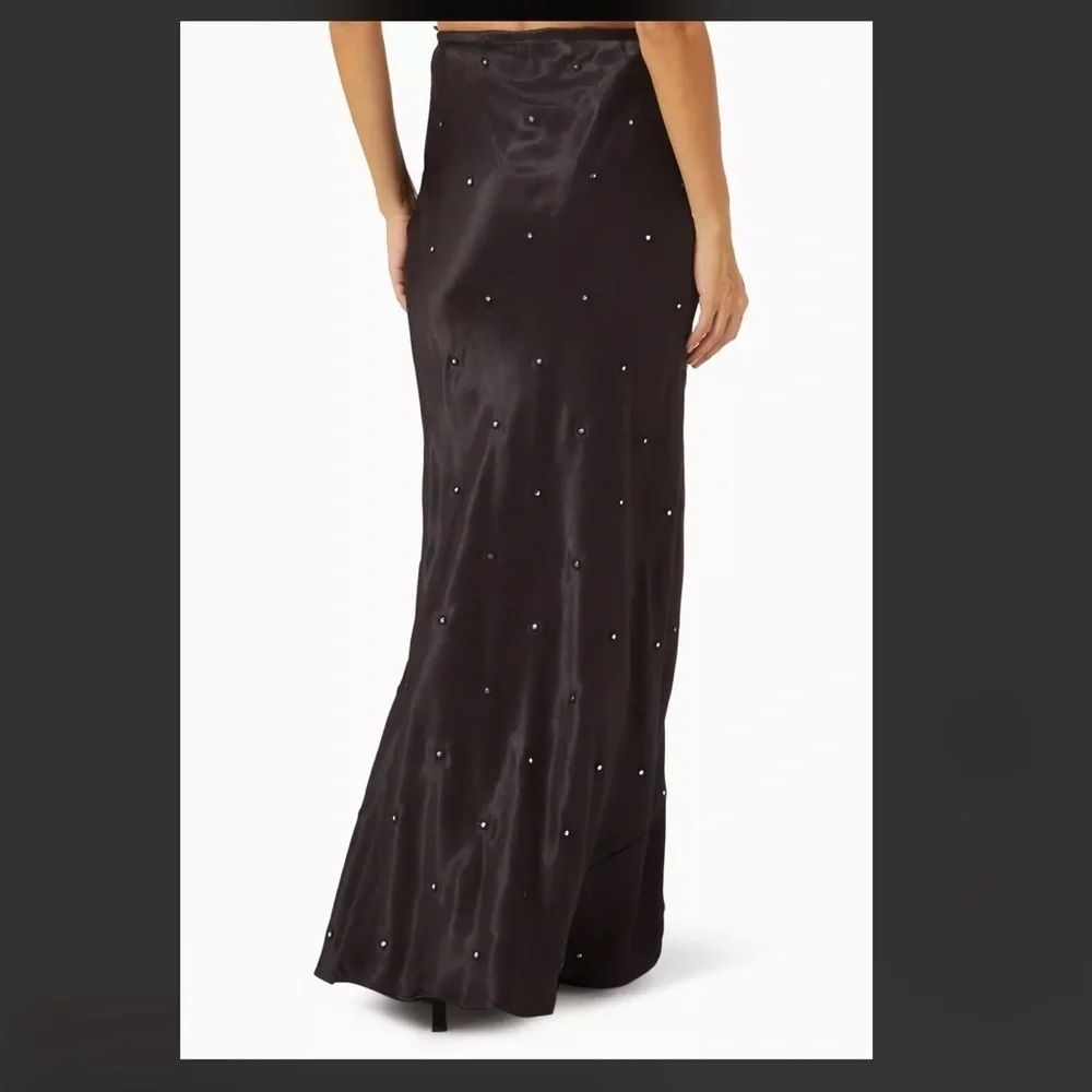 NEVER FULLY DRESSED black Bella Mirror Maxi Skirt 6 NWT